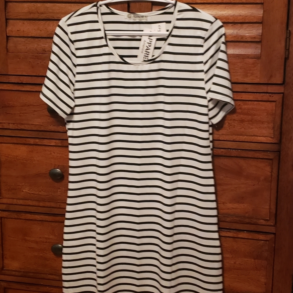Black and white striped summer dress
